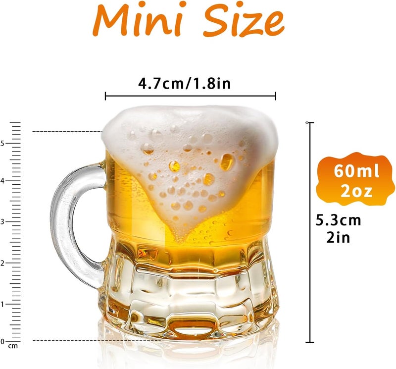 INFTYLE Beer Mug, Shot Glasses 2 oz Steins Beer Glass Mini Mason Clear Mugs Small Juice Cups Tasting Glasses for Drinking Beer Festival (Glass, 24 pack-2oz) - Image 3