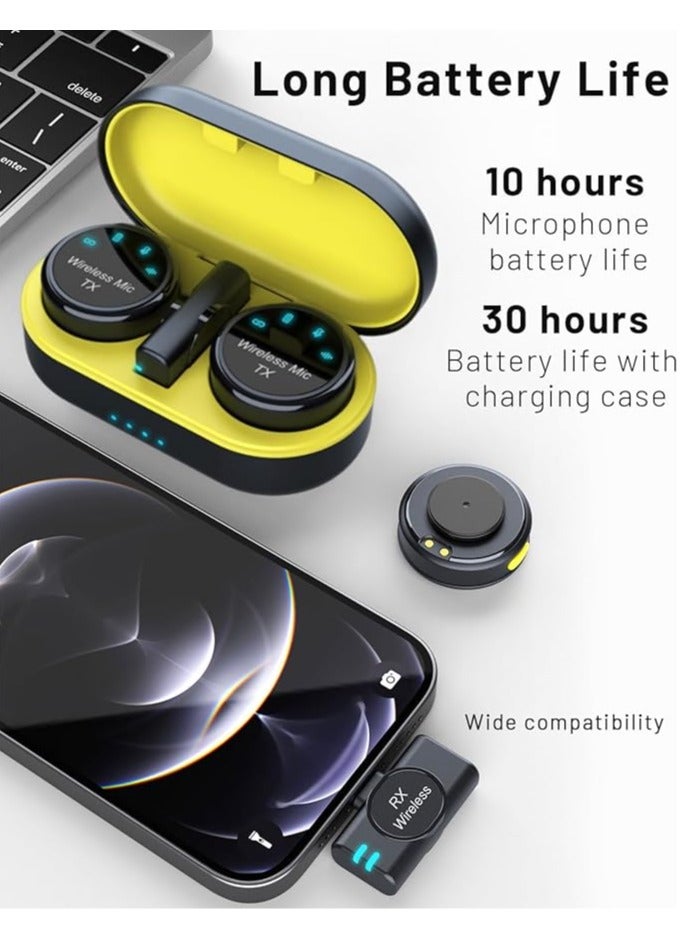 Wireless lavalier microphone, magnetic mini lapel microphone with LED display, 2.4GHz dual microphone with noise cancellation, 300m transmission range for iOS and Android devices - Image 5