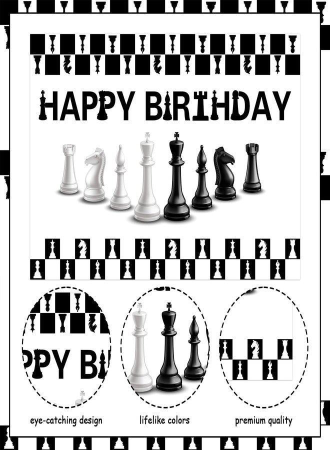 Balterever Chess Birthday Decorations International Chess Birthday Backdrop Banner Garland TableCloth Cake Topper for Funny Board Game Chess Bday Party Decor - Image 5