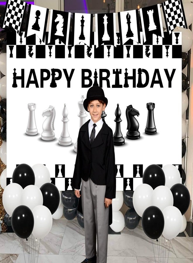 Balterever Chess Birthday Decorations International Chess Birthday Backdrop Banner Garland TableCloth Cake Topper for Funny Board Game Chess Bday Party Decor - Image 3