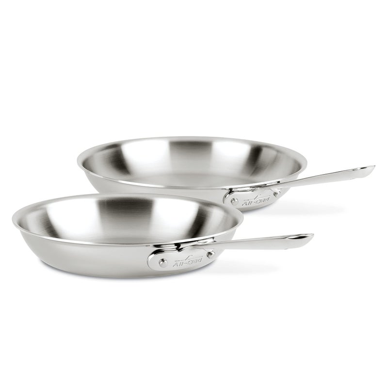 All-Clad D3 3-Ply Stainless Steel Fry Pan Set 2 Piece, 10, 12 Inch, Induction Oven Broiler Safe 600F, Kitchen Cooking Set, Skillets, Durable Frying Pans, Professional Pots and Pans Set Cookware Silver - Image 1