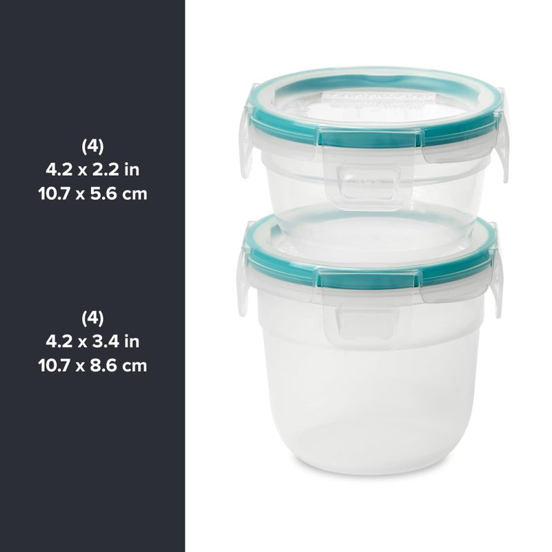 Snapware Plastic Total Solution 16-Pc Food Storage Containers Set, (4) 2-Cup & (4) 1.2-Cup Round Meal Prep Container, Plastic BPA-Free Lids with 4 Locking Tabs, Microwave, Dishwasher, and Freezer Safe - Image 2