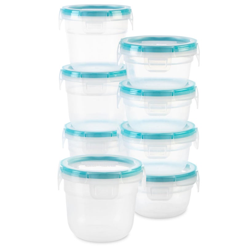Snapware Plastic Total Solution 16-Pc Food Storage Containers Set, (4) 2-Cup & (4) 1.2-Cup Round Meal Prep Container, Plastic BPA-Free Lids with 4 Locking Tabs, Microwave, Dishwasher, and Freezer Safe - Image 1