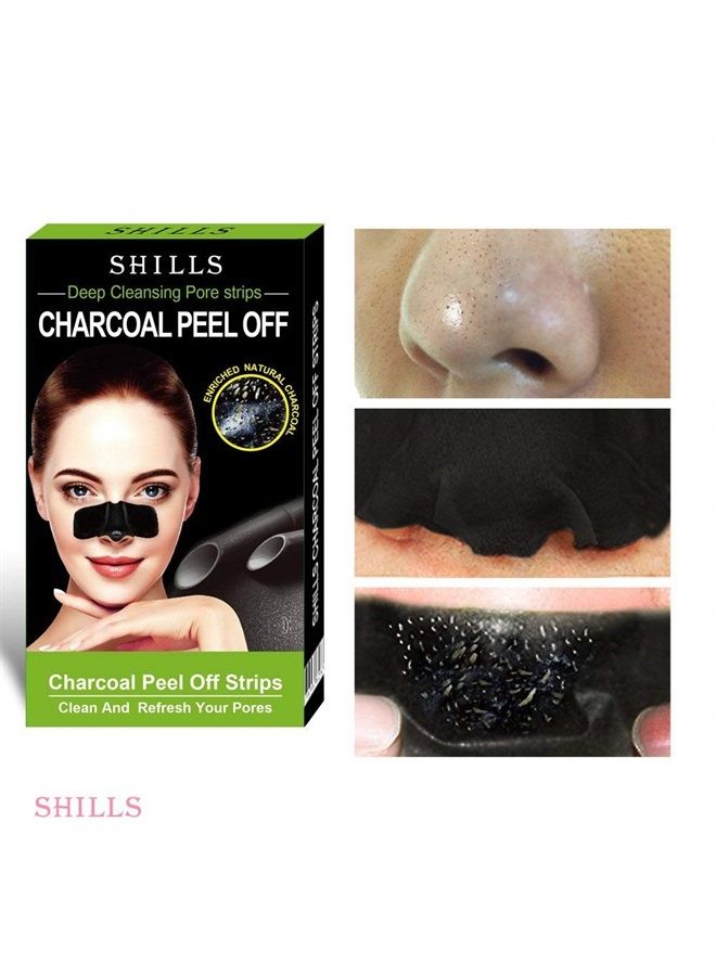 Shills Blackhead Remover, Charcoal Nose Strips, Charcoal Blackhead Remover Pore Strip, Charcoal Nose Strips, Oil Control Charcoal Strip, Peel Off Strips (6 Count) - Image 3