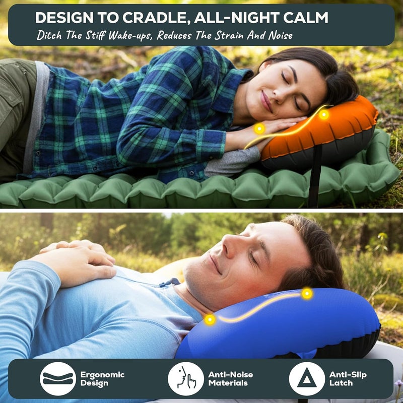 Gear Doctors 3.5oz Compact Ultralight Inflatable Camping Pillow— Inflatable Camp Pillow— Backpacking Pillows Ultralight— Camping Pillows for Sleeping, Hiking, Traveling, Beach, Office Working [Orange] - Image 4