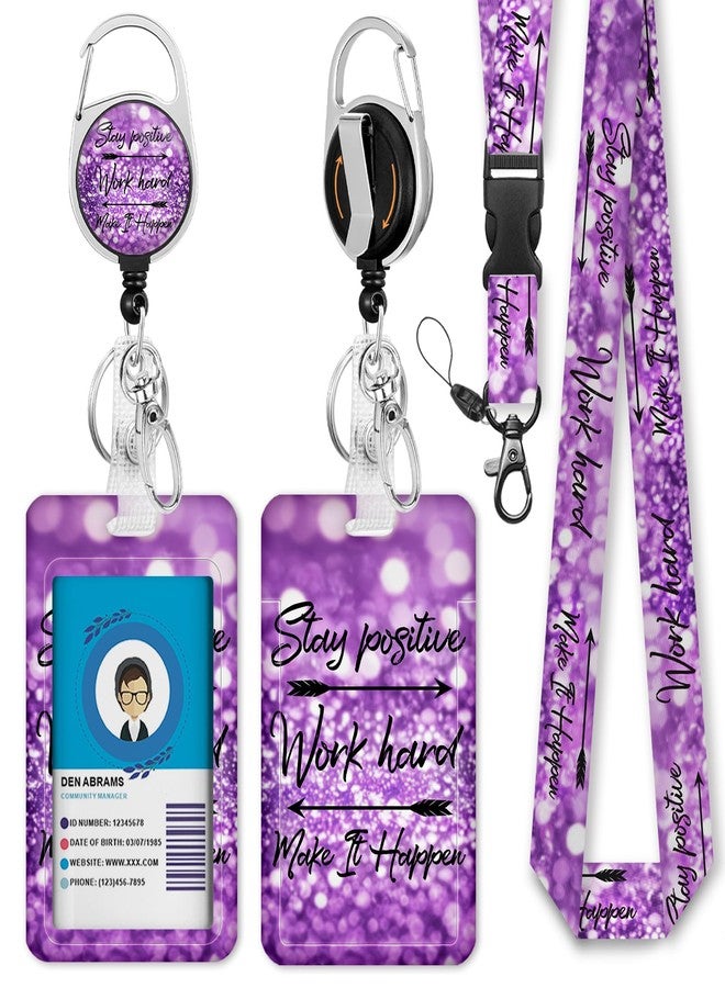 Giancomics Lanyards for Id Badges, Inspirational Quote ID Badge Holder with Retractable Reel, Positive Lanyard with Keychain Clip Name Tag Cute Card Holder for Teacher Women Work Office - Image 1