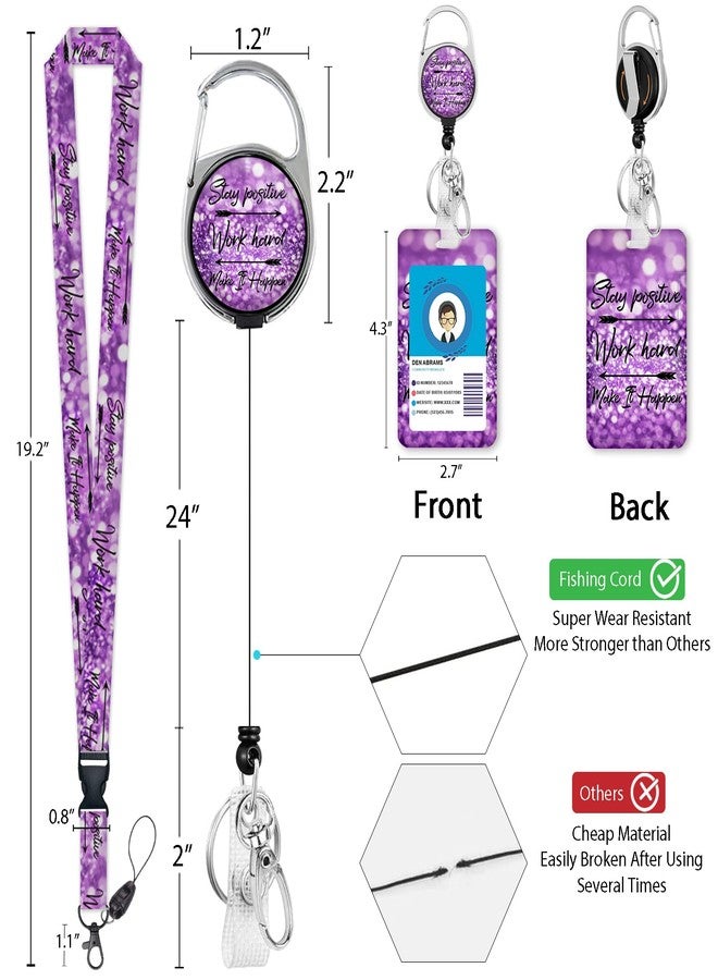 Giancomics Lanyards for Id Badges, Inspirational Quote ID Badge Holder with Retractable Reel, Positive Lanyard with Keychain Clip Name Tag Cute Card Holder for Teacher Women Work Office - Image 5