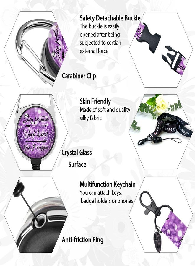 Giancomics Lanyards for Id Badges, Inspirational Quote ID Badge Holder with Retractable Reel, Positive Lanyard with Keychain Clip Name Tag Cute Card Holder for Teacher Women Work Office - Image 4