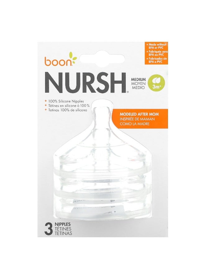 Boon, Nursh, Silicon Nipples, Medium, 3 Months+, 3 Nipples - Image 1