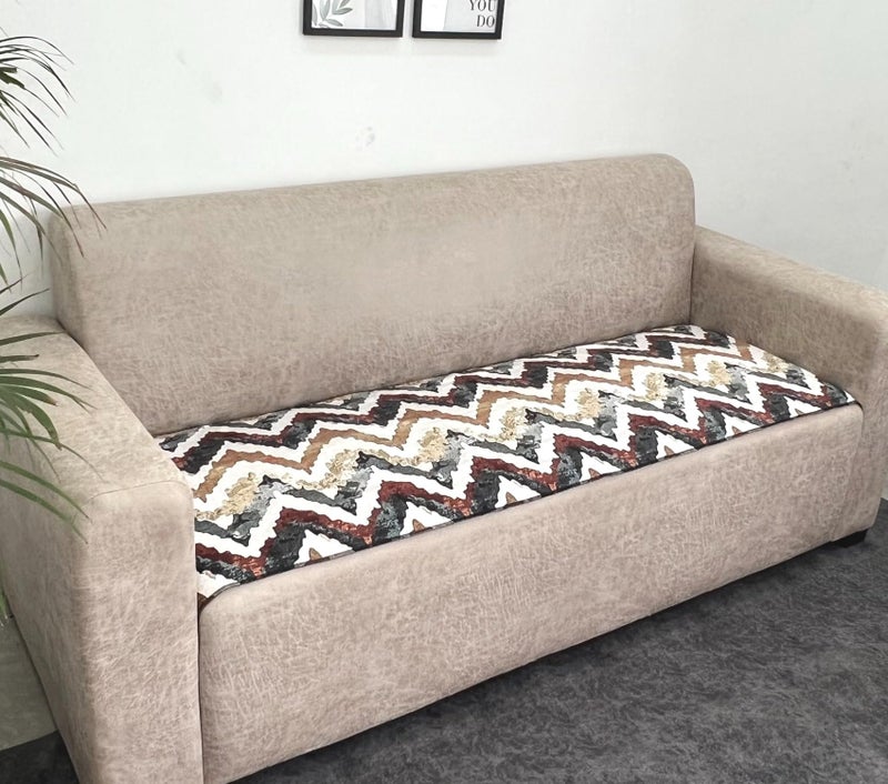 AMAZE ATTIRES Polycotton Printed Sofa Seat Cover For Single Seater With Heavy Antiskid Backing & Easily Machine Washable Sofa Seat Runner For Couch Or Home Living Area - (22 X 22 Inches) Aasr006 - Image 1