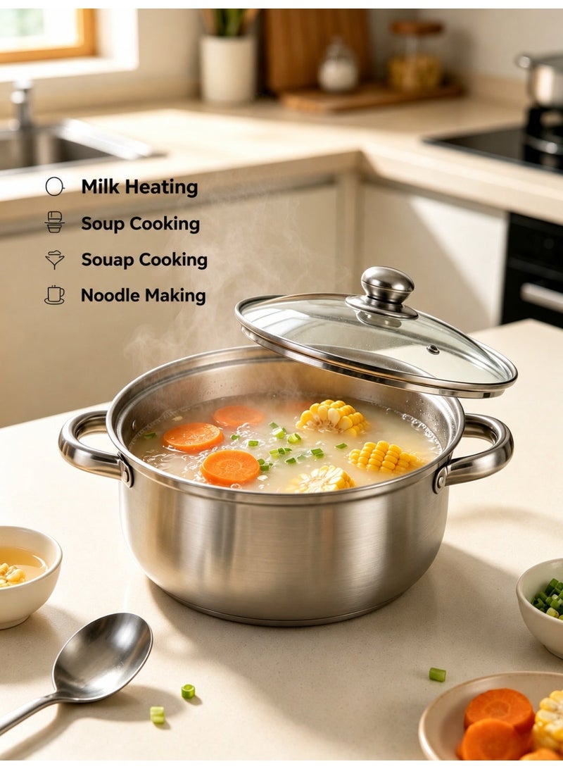 12 Piece Stainless Steel Cookware Set With Glass Lids Induction Gas Ceramic Electric Stove Compatible Dishwasher Safe Kitchen Pots And Pans Perfect For Home Cooking And Gifting - Image 5