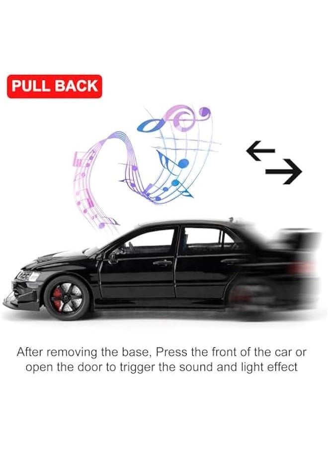 Generic - Toy Car Compatible for 1:32 Mitsubishi Lancer Evolution Model Car, Pull Back Diecast Collectible Car with Sounds ＆ Lights for Kids Boys Girls and Adults, Gift Black - Image 1