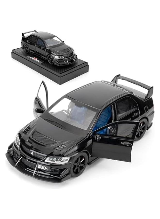 Generic - Toy Car Compatible for 1:32 Mitsubishi Lancer Evolution Model Car, Pull Back Diecast Collectible Car with Sounds ＆ Lights for Kids Boys Girls and Adults, Gift Black - Image 1