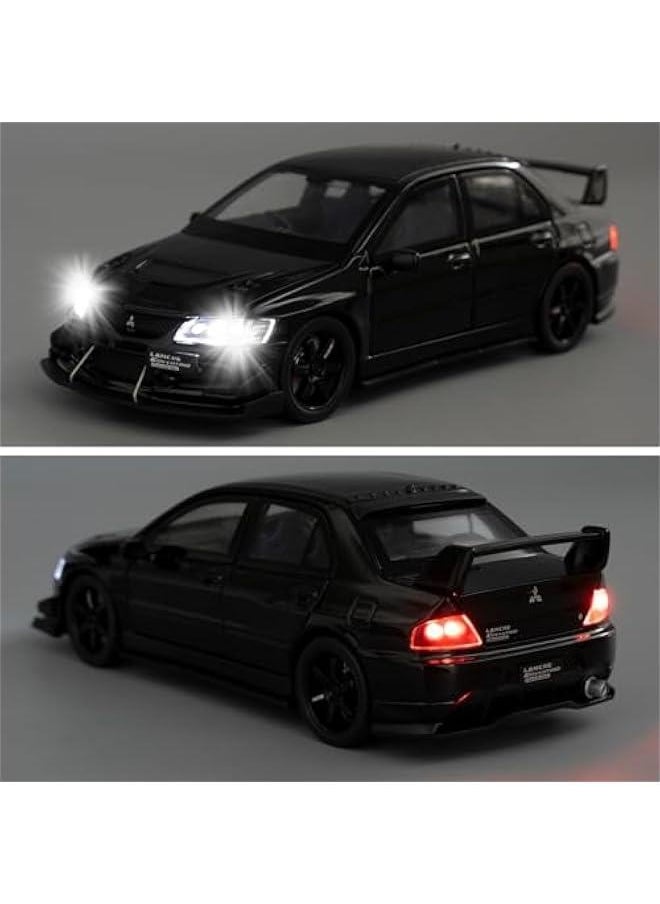Generic - Toy Car Compatible for 1:32 Mitsubishi Lancer Evolution Model Car, Pull Back Diecast Collectible Car with Sounds ＆ Lights for Kids Boys Girls and Adults, Gift Black - Image 1