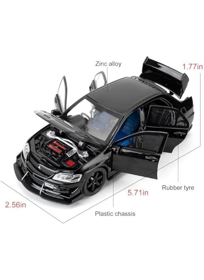 Generic - Toy Car Compatible for 1:32 Mitsubishi Lancer Evolution Model Car, Pull Back Diecast Collectible Car with Sounds ＆ Lights for Kids Boys Girls and Adults, Gift Black - Image 1