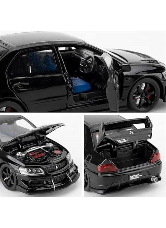 Generic - Toy Car Compatible for 1:32 Mitsubishi Lancer Evolution Model Car, Pull Back Diecast Collectible Car with Sounds ＆ Lights for Kids Boys Girls and Adults, Gift Black - Image 1