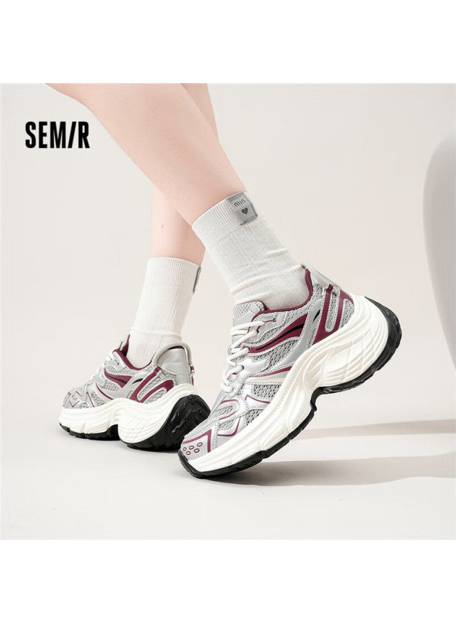 Semir Women's Summer Breathable Casual Sports Shoes Thick-soled Height-increasing Dad Sneakers Sth251062 Gray Red Size 40 - Image 3