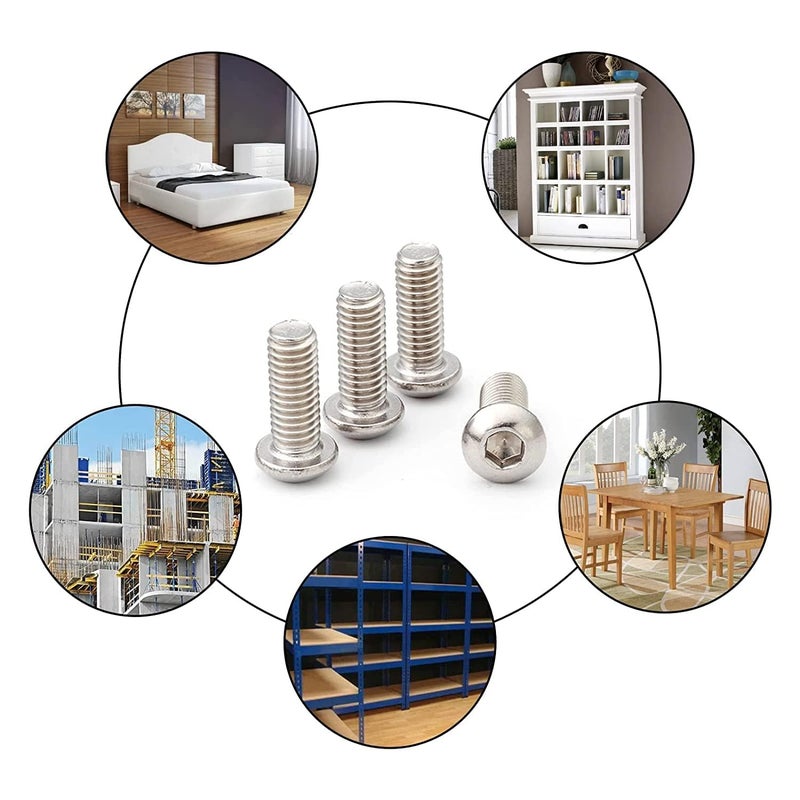 Histure 50 Pcs 1/4-20 x 1 Button Head Socket Cap Bolts Screws,304 Stainless Steel 18-8,Allen Socket Drive,Bright Finish,Fully Machine Thread (1/4-20 x 1-5/8 50pcs) - Image 2