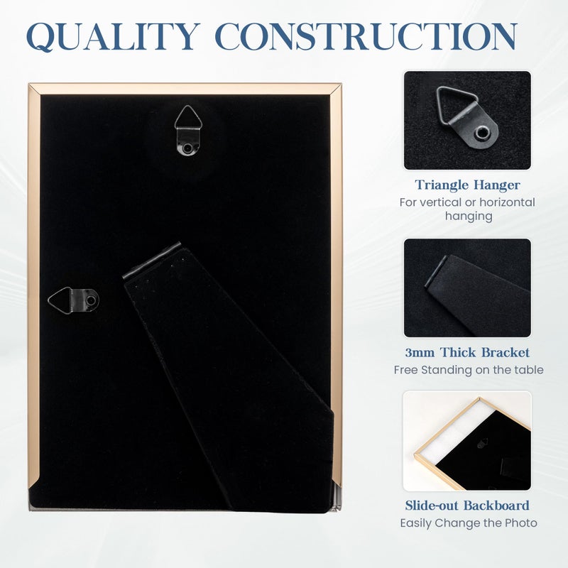Axeman إطارات صور المينا Axeman 4x6 مع زجاج مقسّن | 4 × 6 إطار صور حديث مع حافة المعادن الذهبية في مخملية للمنضدة وجدار شاشة لمكتب الرف وديكور كونترتوب الأزرق - Image 3