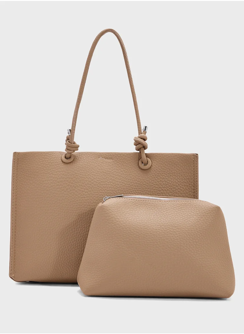 Ginger Knot Detail Large Tote Bag