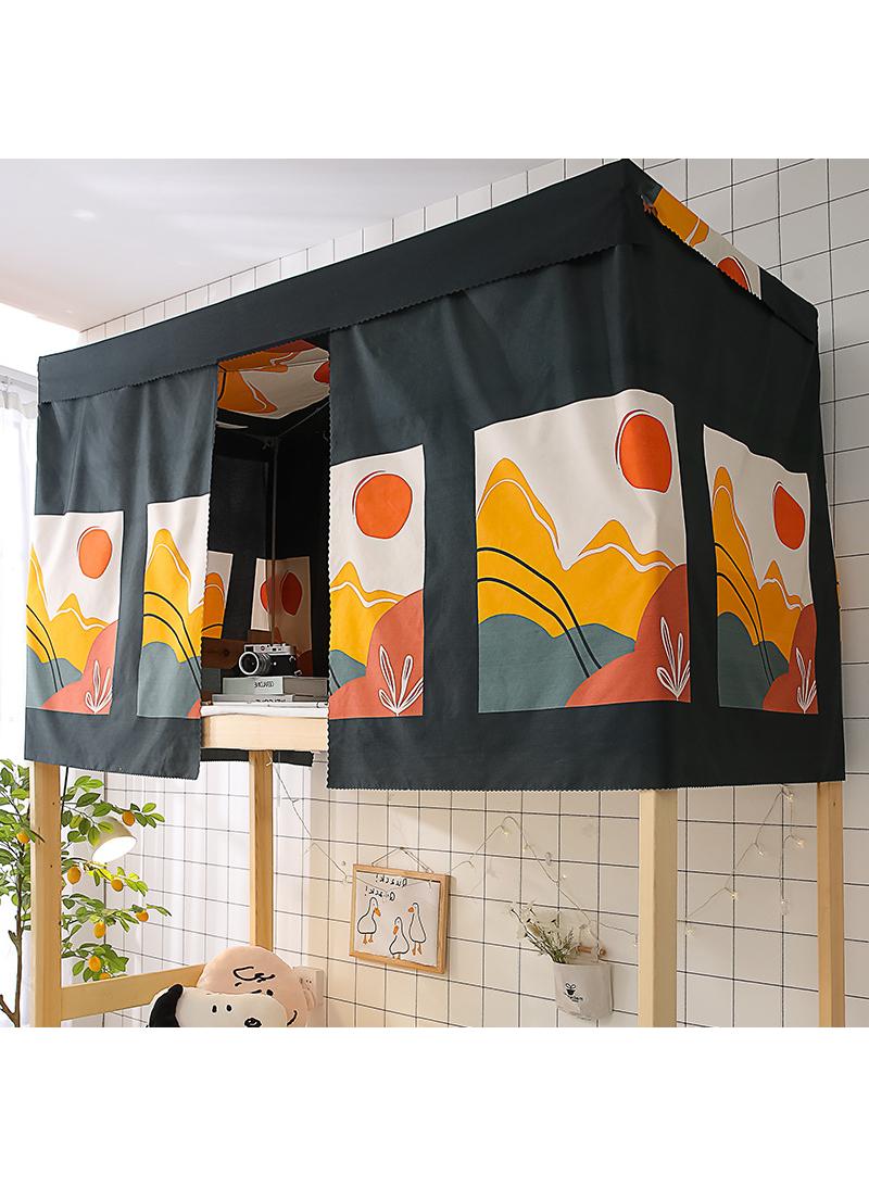 Dormitory bed curtains, student dormitories with physical shading bed curtains 1.35 * 2m 2pcs, with dust-proof top cloth - Image 1