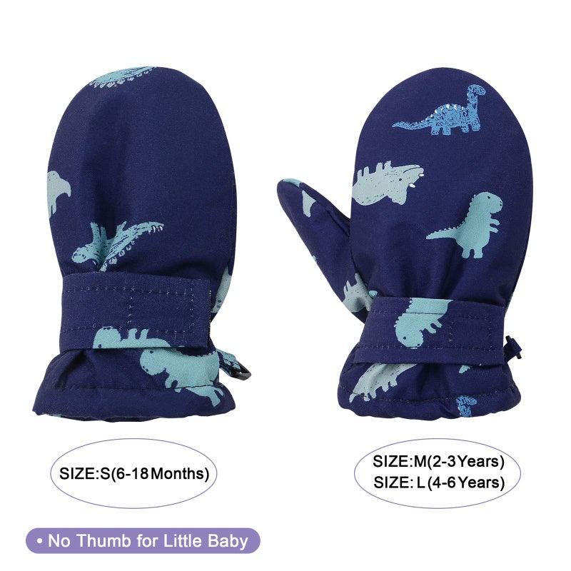 American Trends Lined Fleece Toddler Mittens Kids Winter Warm Gloves Child Ski Gloves Waterproof Snow Baby Mitten for Boys Girls Deep Blue S - Image 3