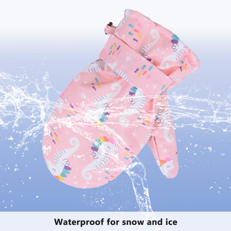 American Trends Lined Fleece Toddler Mittens Kids Winter Warm Gloves Child Ski Gloves Waterproof Snow Baby Mitten for Boys Girls Deep Blue S - Image 4