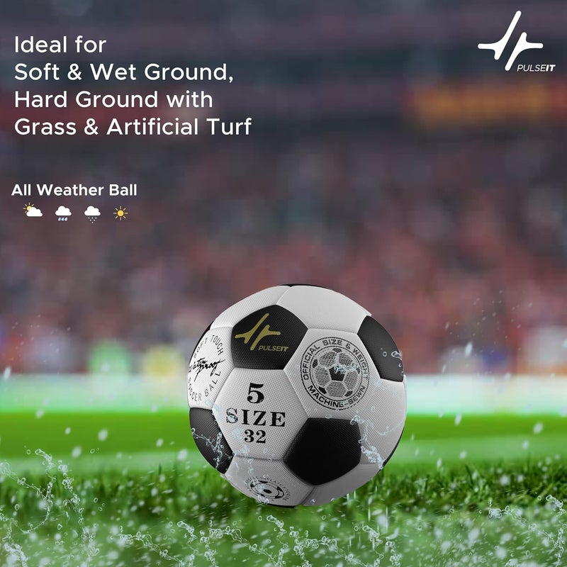 PulseITStrike Football Professional Match Ball Size 5 Stitched Standard Training Football for All Ages, Ideal for Ground, Grass, and Turf Use with Pump and Pin - Image 5