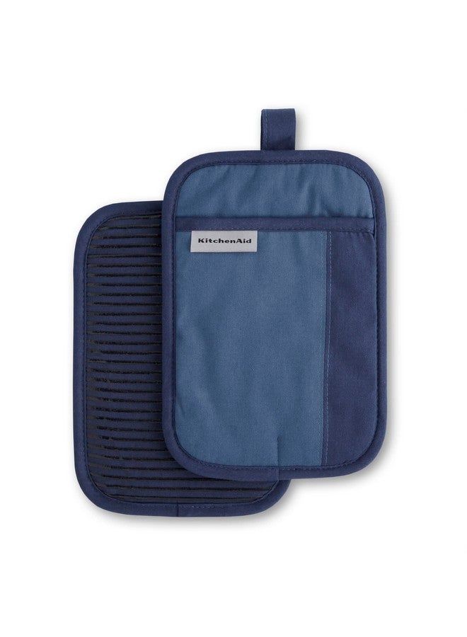 KitchenAid Beacon Two-Tone Non-Slip Pot Holder Set, Navy/Ink, 7"x10", 2 Piece - Image 1