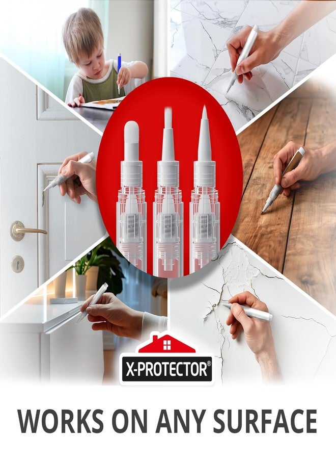 إكس-بروتيكتور مجموعة أقلام طلاء X-Protector للتصليح - 3 أقلام طلاء مع 3 أنواع من الفرش - قلم طلاء ممتاز للتصليح - أقلام طلاء قابلة لإعادة التعبئة للجدران والأثاث وأعمال التصليح الأخرى! - Image 5