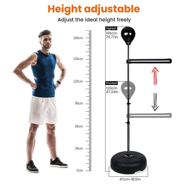INNOLIFE Height Adjustable Boxing Bar, Boxing Spinning Bar with Punching Bag, Speed Trainer for Home Gym, Black - Image 3