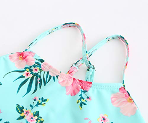 HowJoJo Big Girls Two Piece Tankini Swimsuit Green Floral Bathing Suit Swimwear Size 12/10-12 - Image 5
