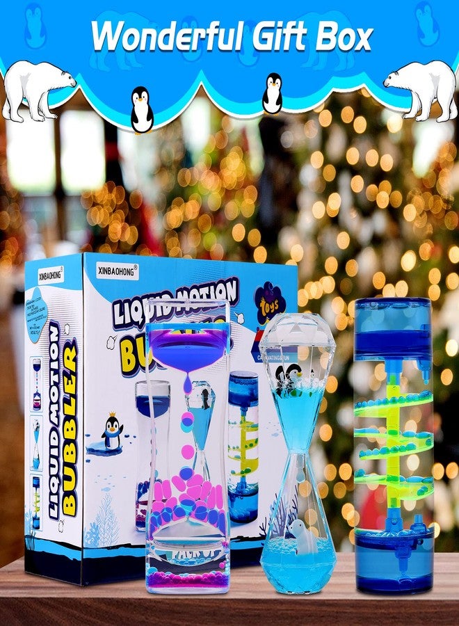 XINBAOHONG Liquid Motion Bubbler for Kids and Adults 3-Pack Hourglass Liquid Bubbler Timer for Sensory Play Fidget Toy Stress Management Desk Decor - Image 3