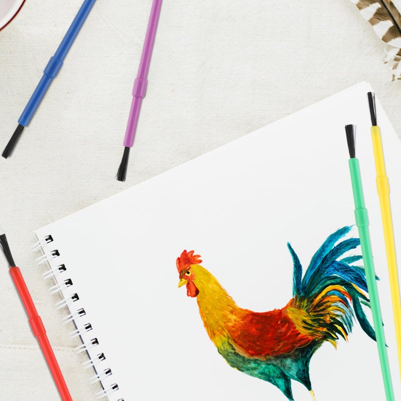 Prasacco 100 Pieces Paint Brushes Bulk, Plastic Paint Brushes for Kids Paint Brushes Oil Watercolor Brushes Colorful Detail Painting Kit for Kids Party Art Crafts School Classroom Supplies - Image 5