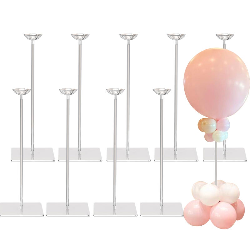 TEKXYZ 1575 Inch Height Clear Acrylic Balloon Stand for Table Centerpiece Decoration Set of 10
