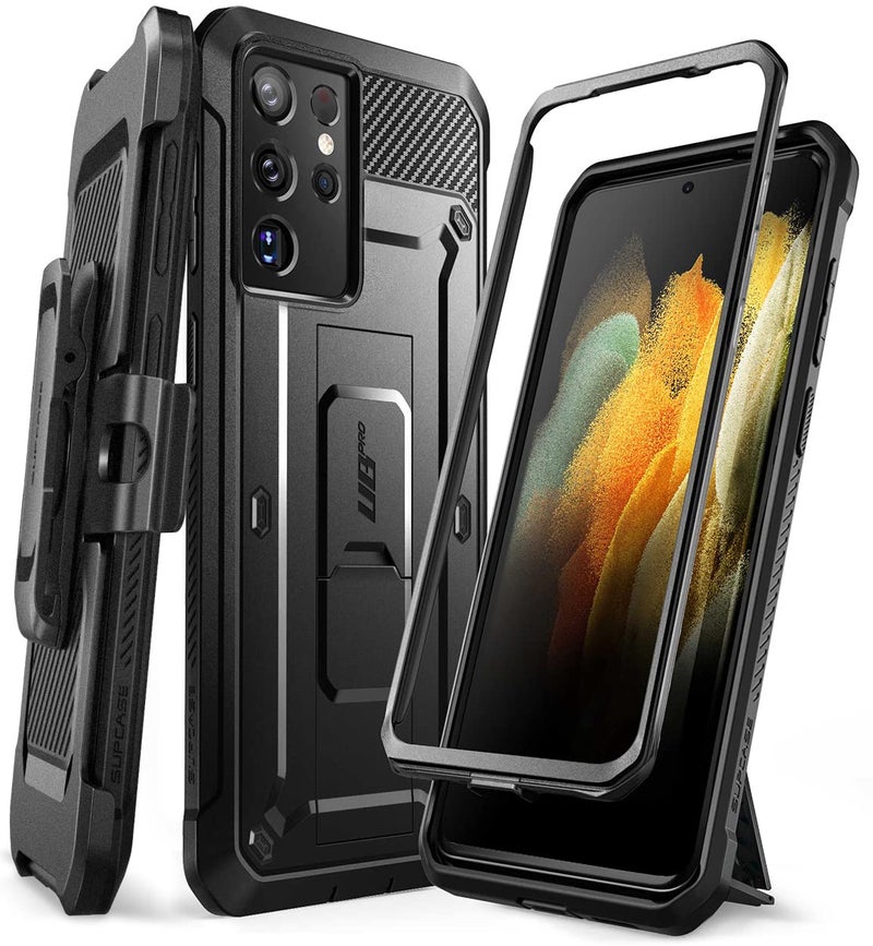 SUPCASE for Samsung Galaxy S21 Ultra Case with Stand (Unicorn Beetle Pro), [Built-in Front Frame & Belt-Clip] [Military-Grade Protection] Full-Body Rugged Phone Case for Galaxy S21 Ultra, Black - Image 1