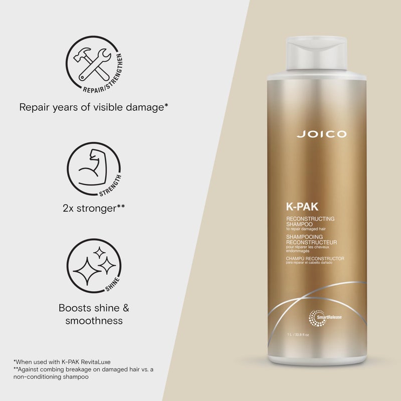 Joico K-PAK Daily Reconstructing Shampoo | For Damaged Hair | Repair & Prevent Breakage | Boost Shine | With Keratin & Guajava Fruit Extract | 33.8 Fl Oz - Image 3