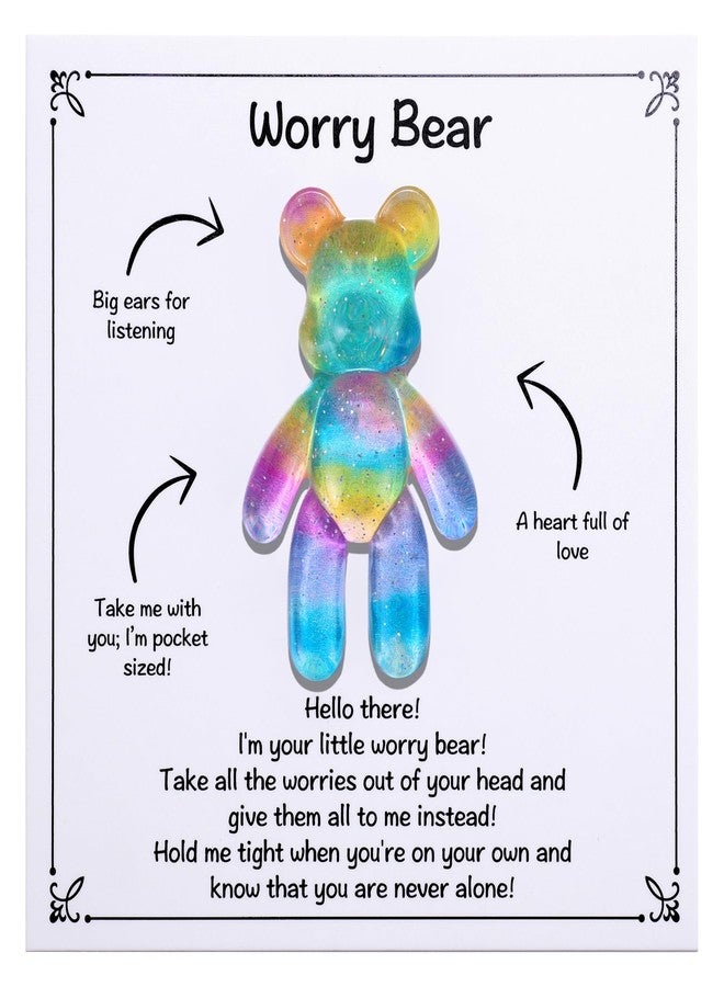 Aesnefe Pocket Bear Hug, Anxiety Relief Gifts, Mental Health Positivity Gift for Men Women, Autism Fidget Gifts, Surgery Worry Gift, Thoughtful Present for School Anxiet, Rainbow Blue - Image 1
