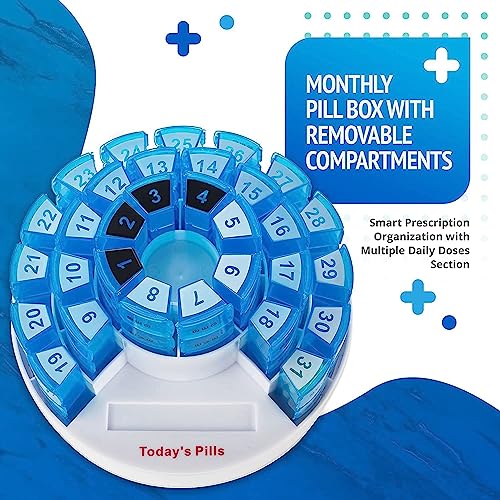 aktive support Aktive Life Monthly Pill Box 31 Days Medication Organizer, Multiple Daily Doses Section, Removable Compartments Perfect for Travelling, Detachable Containers - Image 2