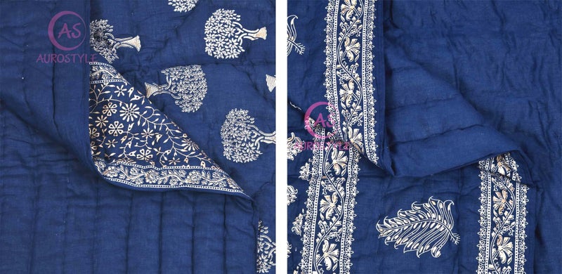 AUROSTYLE 400 TC Pure Cotton Jaipuri Light Weight Traditional Rajasthani Print Single Bed Quilt/Razai/Rajai (Design 13, Single Bed - Set of 2 Combo Set) - Image 3