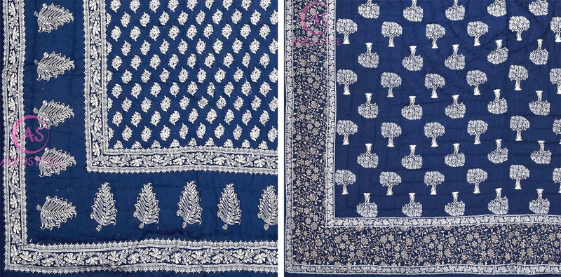 AUROSTYLE 400 TC Pure Cotton Jaipuri Light Weight Traditional Rajasthani Print Single Bed Quilt/Razai/Rajai (Design 13, Single Bed - Set of 2 Combo Set) - Image 4