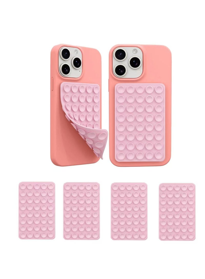 Double-sided suction power phone case stand, 4Pcs Silicone Phone Suction Grip Compatible with iPhone and Android Cases, Anti-Slip Hands-Free Mobile Accessory Holder, Sticky Phone Grip for Tiktok Videos and Selfies(Pink) - Image 1