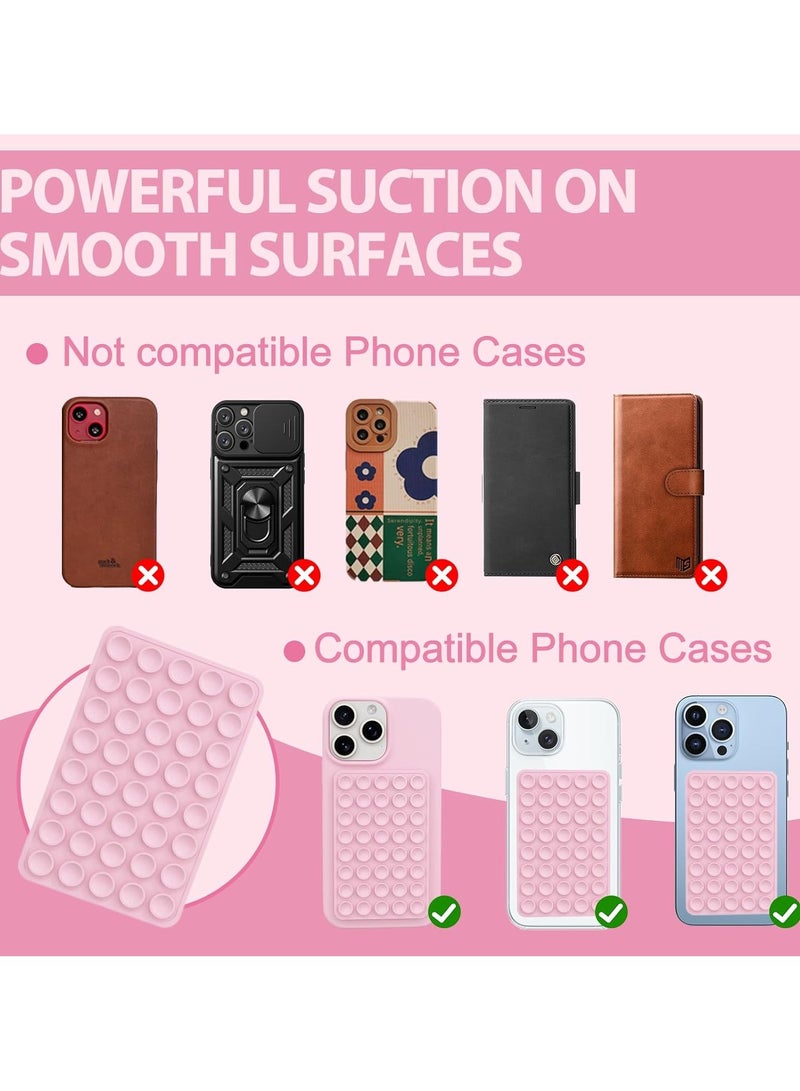 Double-sided suction power phone case stand, 4Pcs Silicone Phone Suction Grip Compatible with iPhone and Android Cases, Anti-Slip Hands-Free Mobile Accessory Holder, Sticky Phone Grip for Tiktok Videos and Selfies(Pink) - Image 3