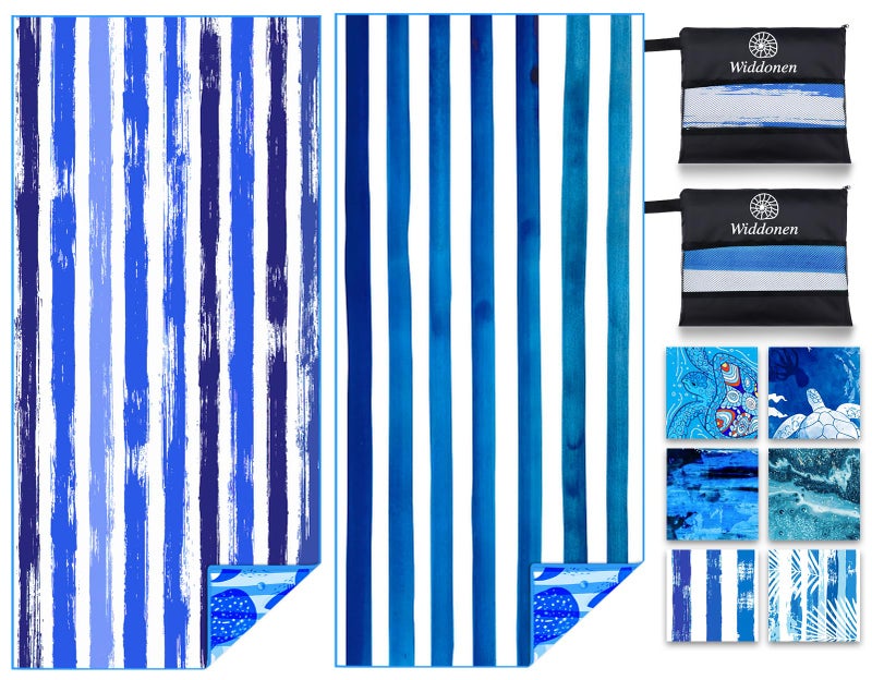 Widdonen Lightweight Thin Microfiber Beach Towel Sand Free Quick Dry Absorbent Compact Soft Pool Swim Travel Towels Extra Large Oversized Beach Accessories Packable Essentials Stuff Gifts for Adult - Image 1