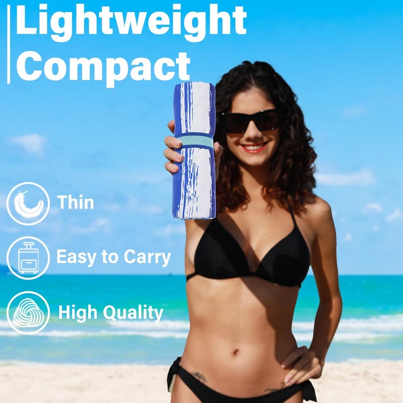 Widdonen Lightweight Thin Microfiber Beach Towel Sand Free Quick Dry Absorbent Compact Soft Pool Swim Travel Towels Extra Large Oversized Beach Accessories Packable Essentials Stuff Gifts for Adult - Image 2