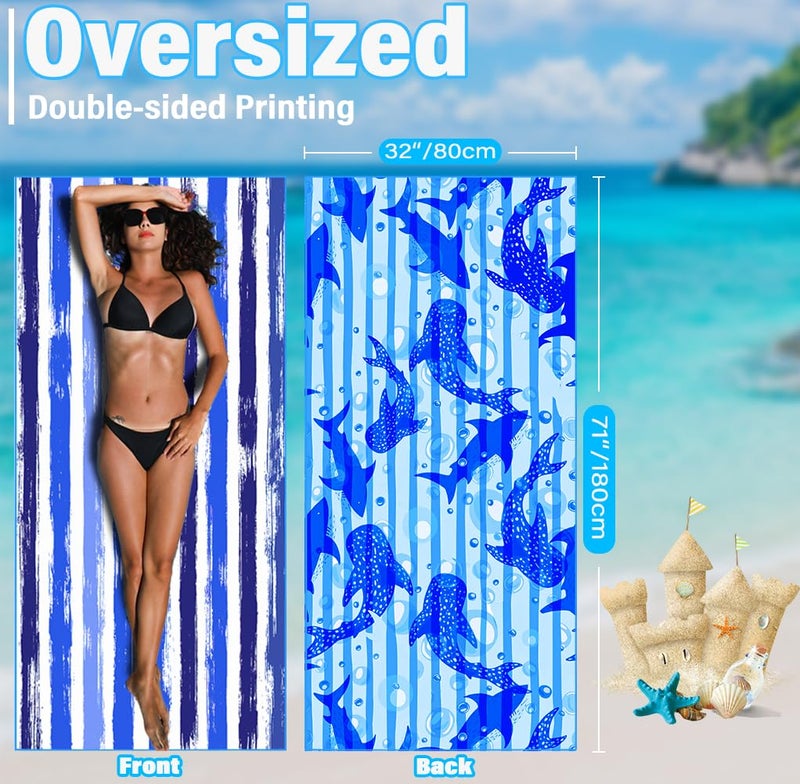 Widdonen Lightweight Thin Microfiber Beach Towel Sand Free Quick Dry Absorbent Compact Soft Pool Swim Travel Towels Extra Large Oversized Beach Accessories Packable Essentials Stuff Gifts for Adult - Image 3