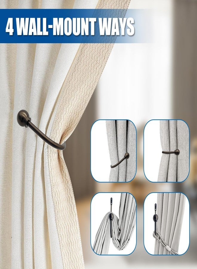 ARNORX Curtain Holdbacks, Hooks, 2 PCS，Solid Steel Hooks, Decorative French Ball End, Curtain Drapery Holdbacks, Wall Mounted, Curtain Tiebacks, Antique Bronze - Image 4