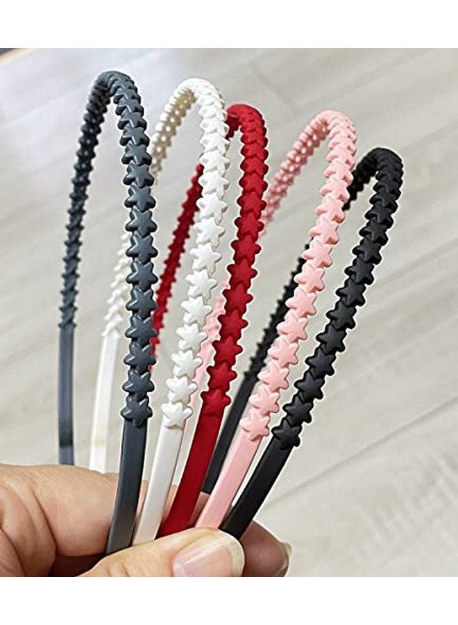 Yazon 12Pcs Thin Headbands For Girls Women Five Star Plastic Headbands With Teeth Colorful Hair Headband For Kids Teens - Image 5