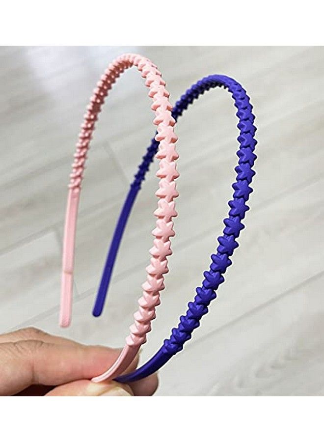 Yazon 12Pcs Thin Headbands For Girls Women Five Star Plastic Headbands With Teeth Colorful Hair Headband For Kids Teens - Image 4