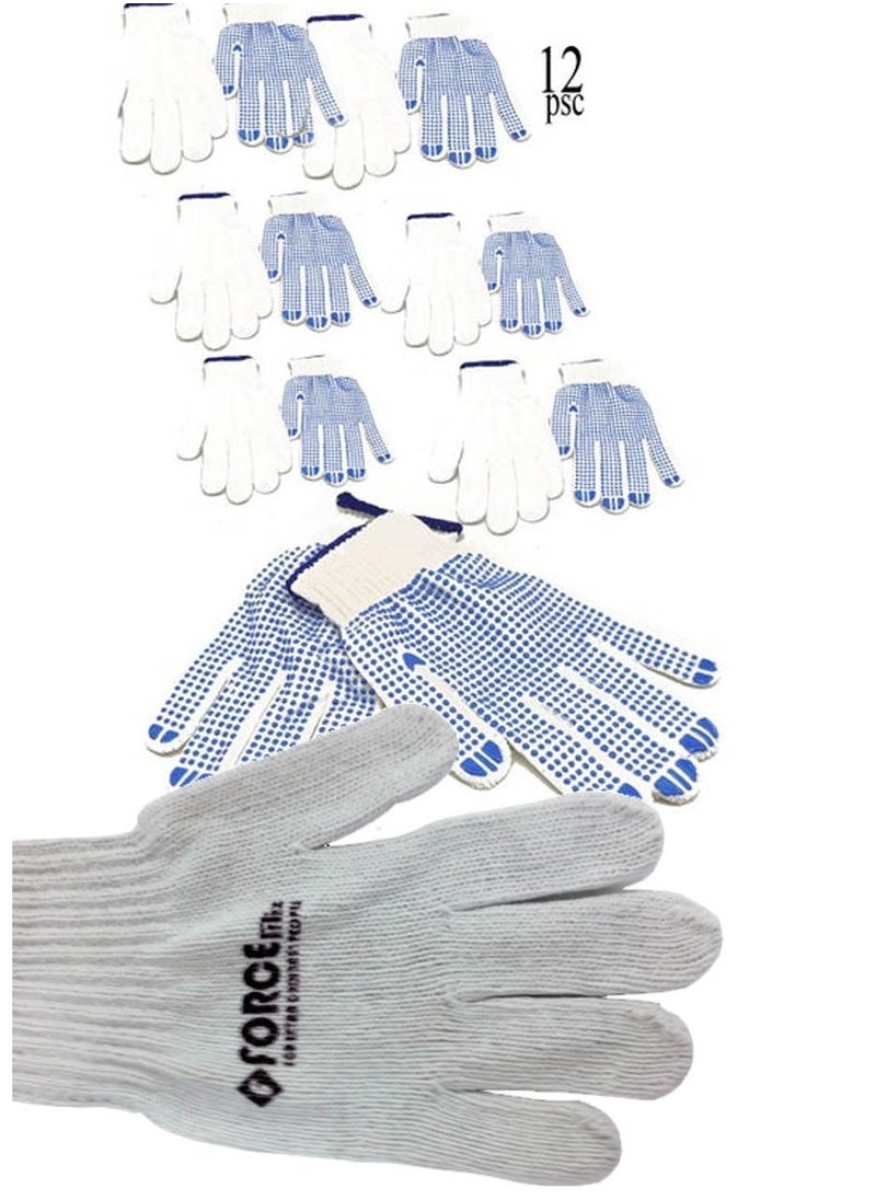 FORCE - Force Cotton Gloves Set for Multiple Uses, White, One Size, 12 Pieces - Image 1